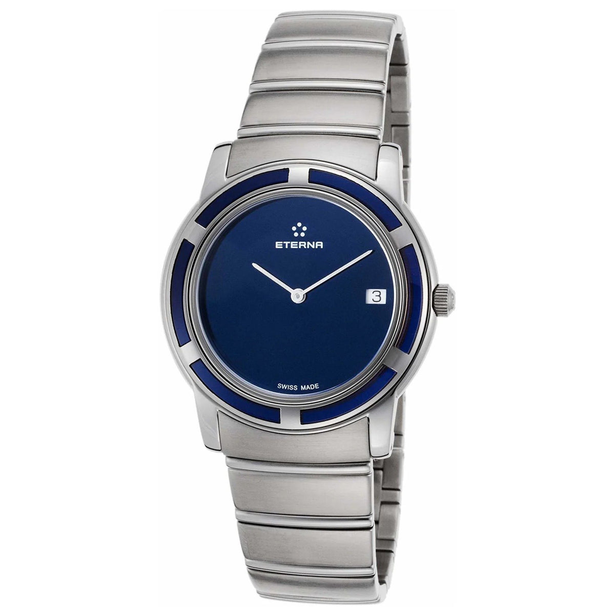 Eterna Armbanduhr Herren Quartz 37mm Silber Blau 3107.41.79.0110