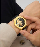 Guess Analoguhr Herren Vinyl 44mm 3ATM / Limited Edition Lunar New Year Black Gold Tone Analog Watch Schwarz Gold GW0979G1