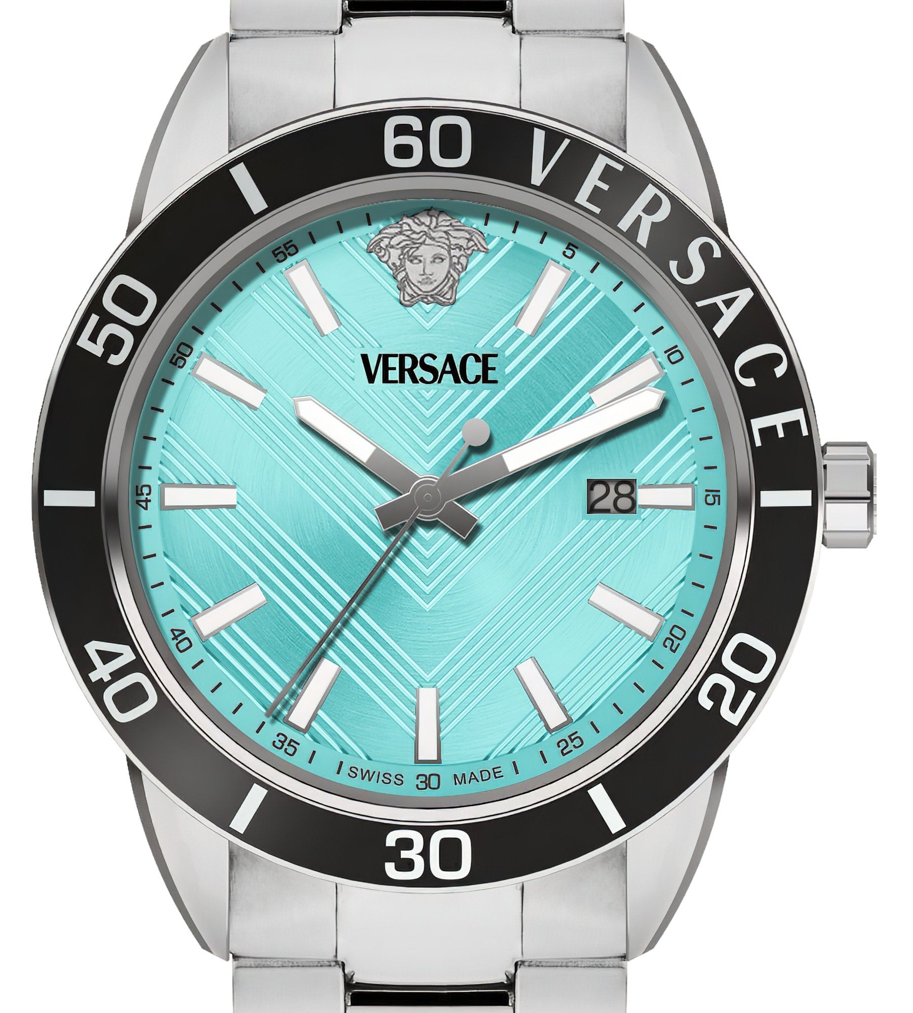 Versace Herren Armbanduhr Greca Urban Türkis Silber VEYCA0324