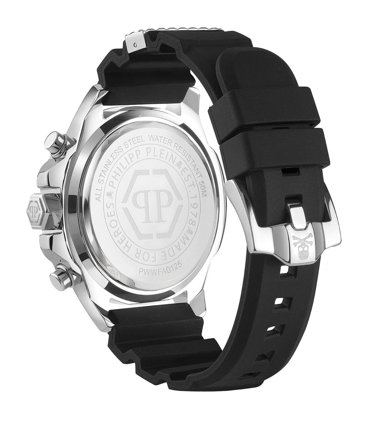 Philipp Plein Herrenuhr The $kull Chrono Schwarz/Silber PWWFA0125