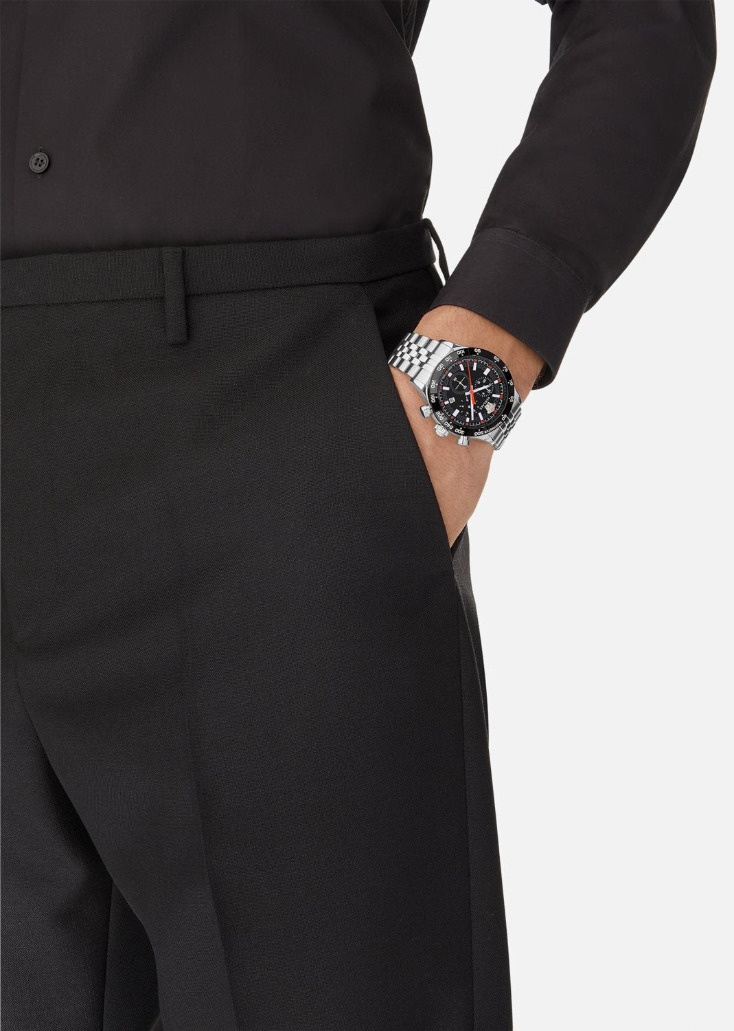 Versace Herren Chronograph Hellenyium Chrono Silber-Schwarz VE2U00322