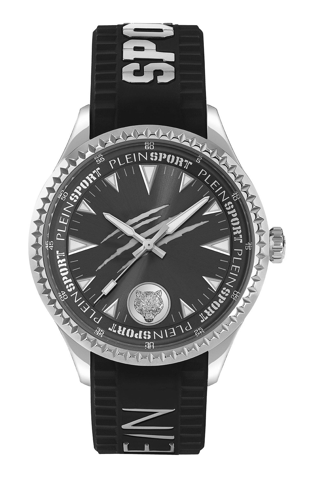 Plein Sport Herren Uhr Lineman PS5BA0124 Silber Schwarz Silikon 45 mm