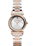 Versace Damen Armbanduhr  V-Motif 38 mm V-Muster auf Gehäuse und Zifferblatt Armband Edelstahl VERE02420