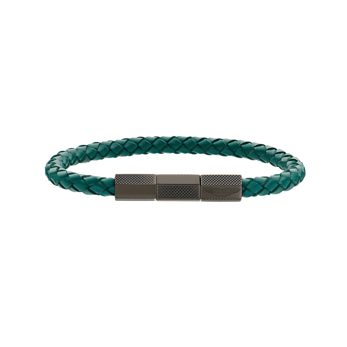 ASTON MARTIN Armband Herren AML THRILL Lederband Edelstahl Grün/IP Gun MJRIF5BU2