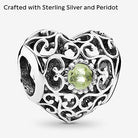 PANDORA Damen-Charm August Herz 925 Silber Peridot grün - 791784PE