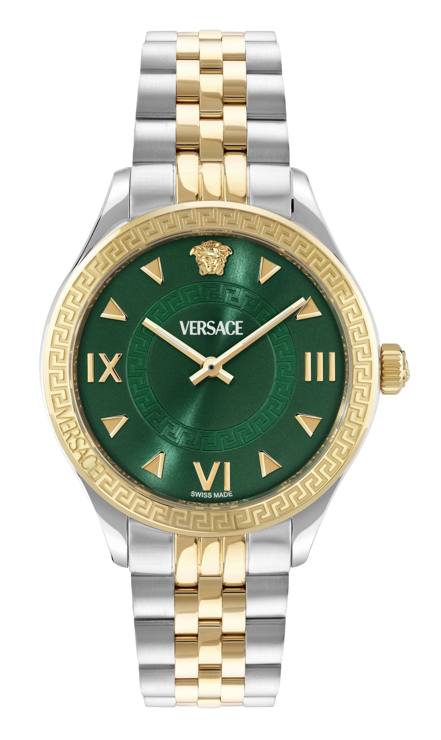 Versace Uhr Damen Hellenyium Lady Gold/Silber Grün 35 mm VE2S01125