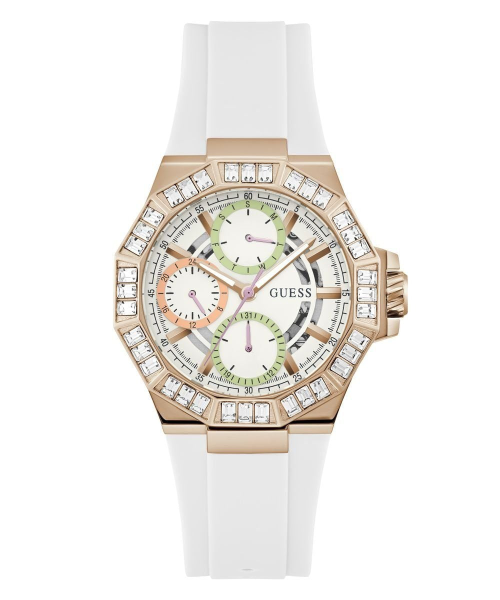 Guess Damen Armbanduhr SELENE Multifunktion weiß, roségold 39 mm GW0695L3