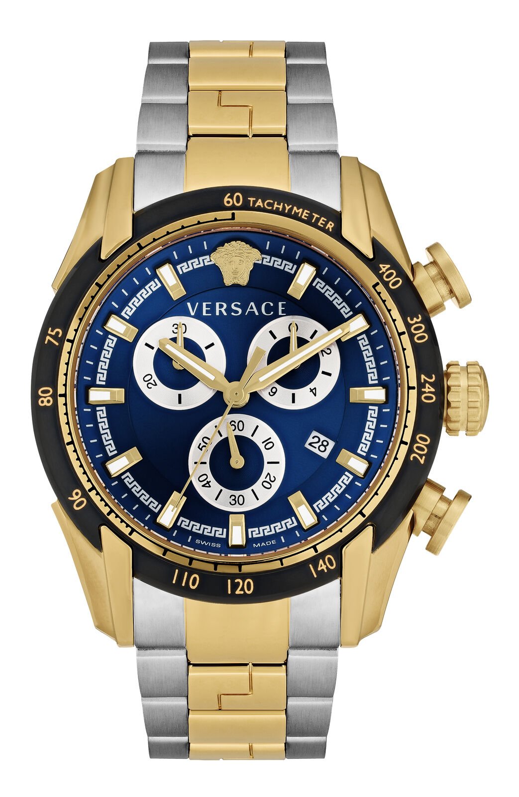 Versace Herren Armbanduhr Chronograph V-RAY bicolor, blau 44 mm VE2I01021