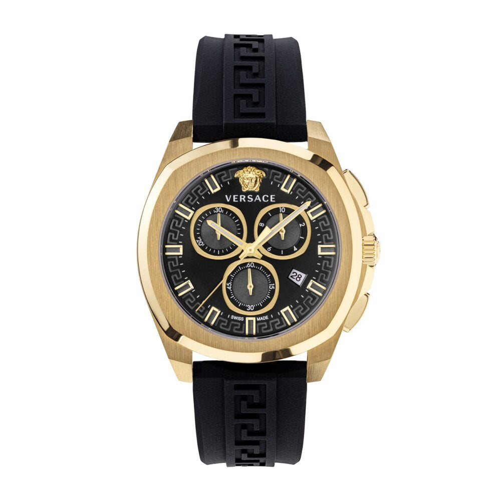 Versace Herren Armbanduhr Chronograph CHRONO GEO schwarz, gold 43 mm VE7CA0423