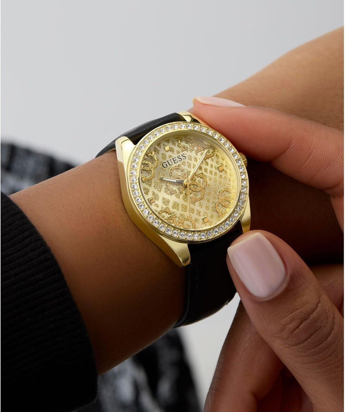 Guess Analoguhr Damen Black Gold Tone Analog Watch Gold/Schwarz GW0989L2