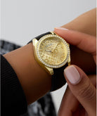 Guess Analoguhr Damen Black Gold Tone Analog Watch Gold/Schwarz GW0989L2