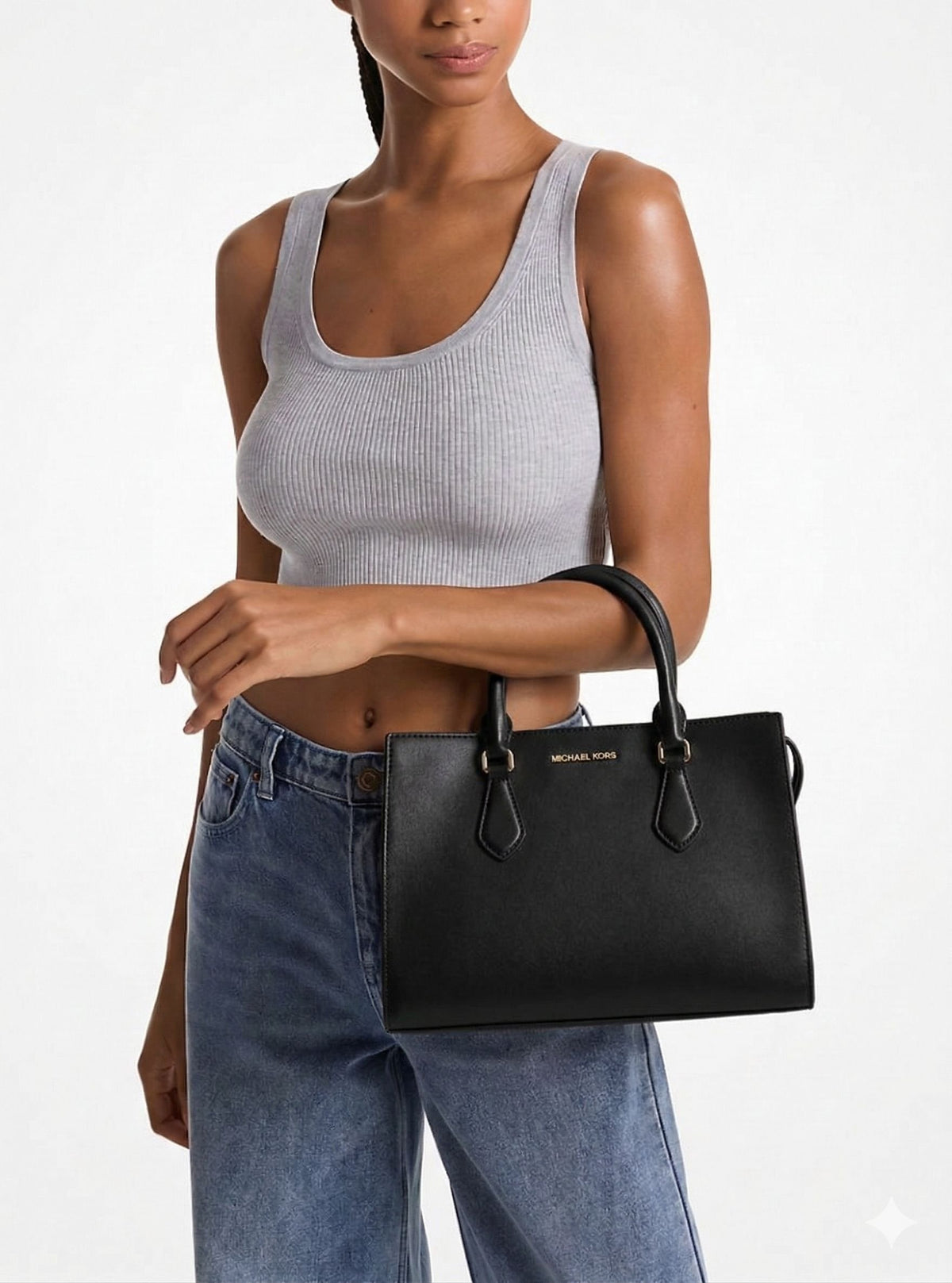 Michael Kors Damen Handtasche Sheila Medium Satchel Schwarz 35S3G6HS2L