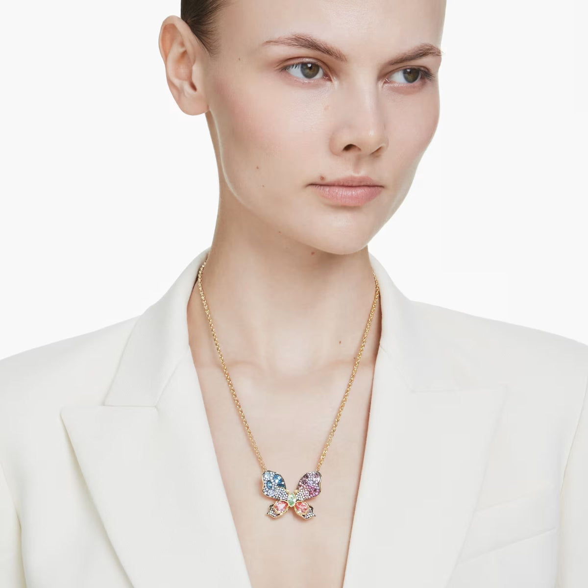 Swarovski Halskette Damen Idyllia Anhänger und Brosche Schmetterling multicolor gold 5709951