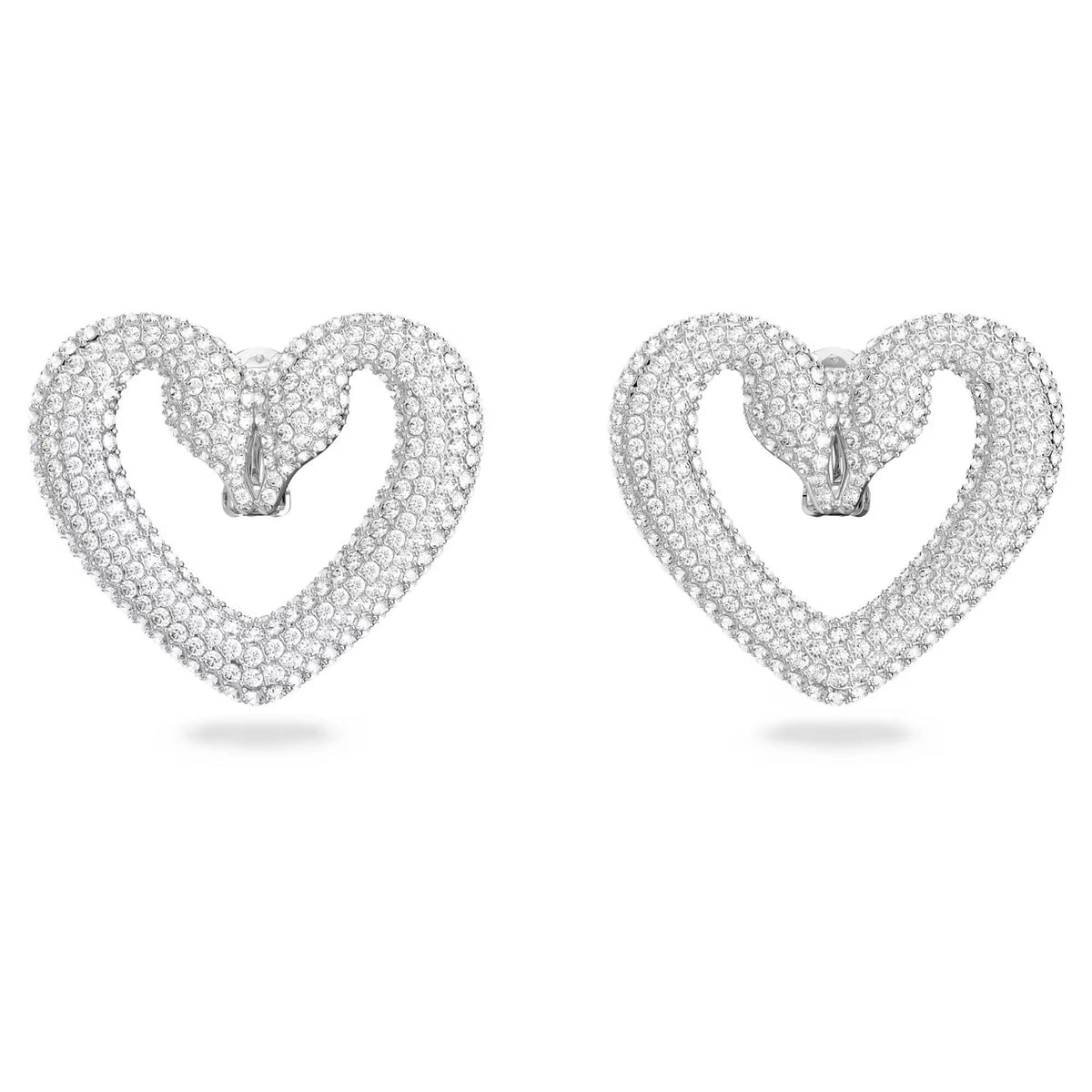 Swarovski Damen Ohrclips Una Herz Weiß, Rhodiniert 5626172