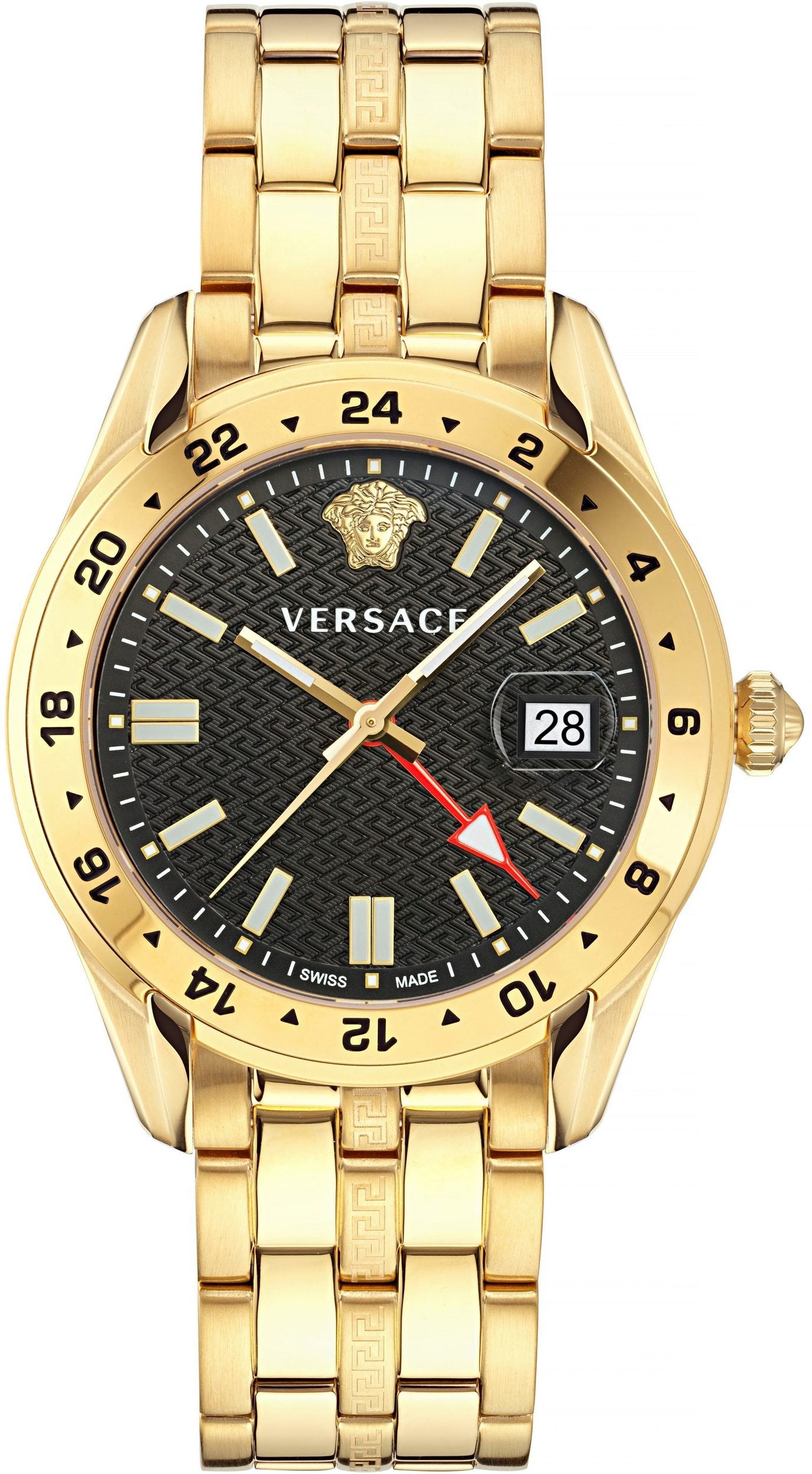 Versace Quarzuhr Greca Time GMT VE7C00723 - Herrenuhr Goldfarben