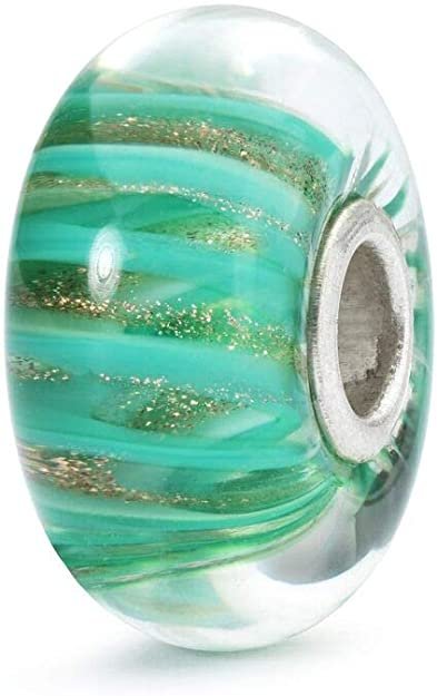 Trollbeads Damen-Bead 925 Silber Glas Perle grün TGLBE-10405