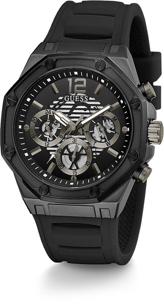 Guess Herren Armbanduhr Multifunktionsuhr Momentum schwarz 44 mm GW0263G4