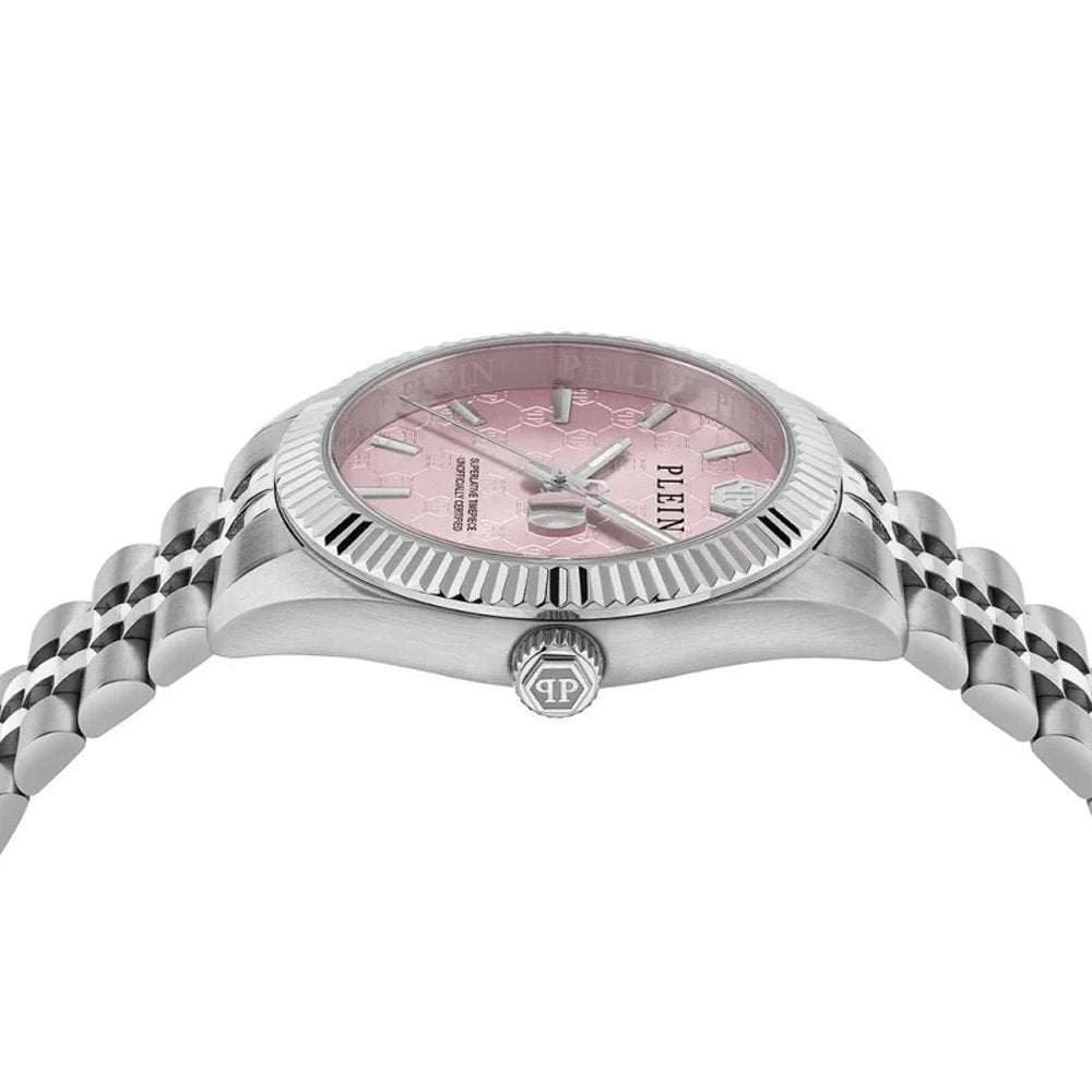 Philipp Plein Damenuhr Date Superlative Silberfarben, Rosa PWYFA0826