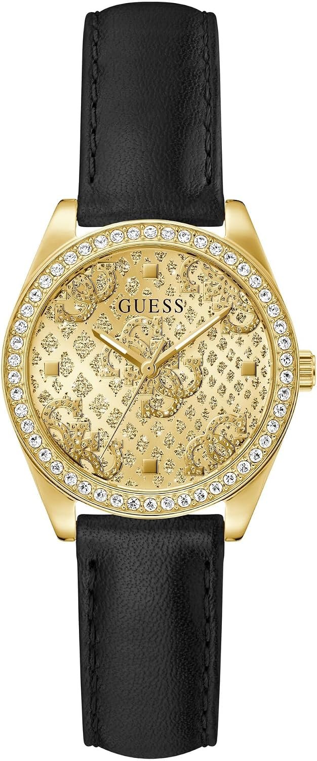Guess Analoguhr Damen Black Gold Tone Analog Watch Gold/Schwarz GW0989L2