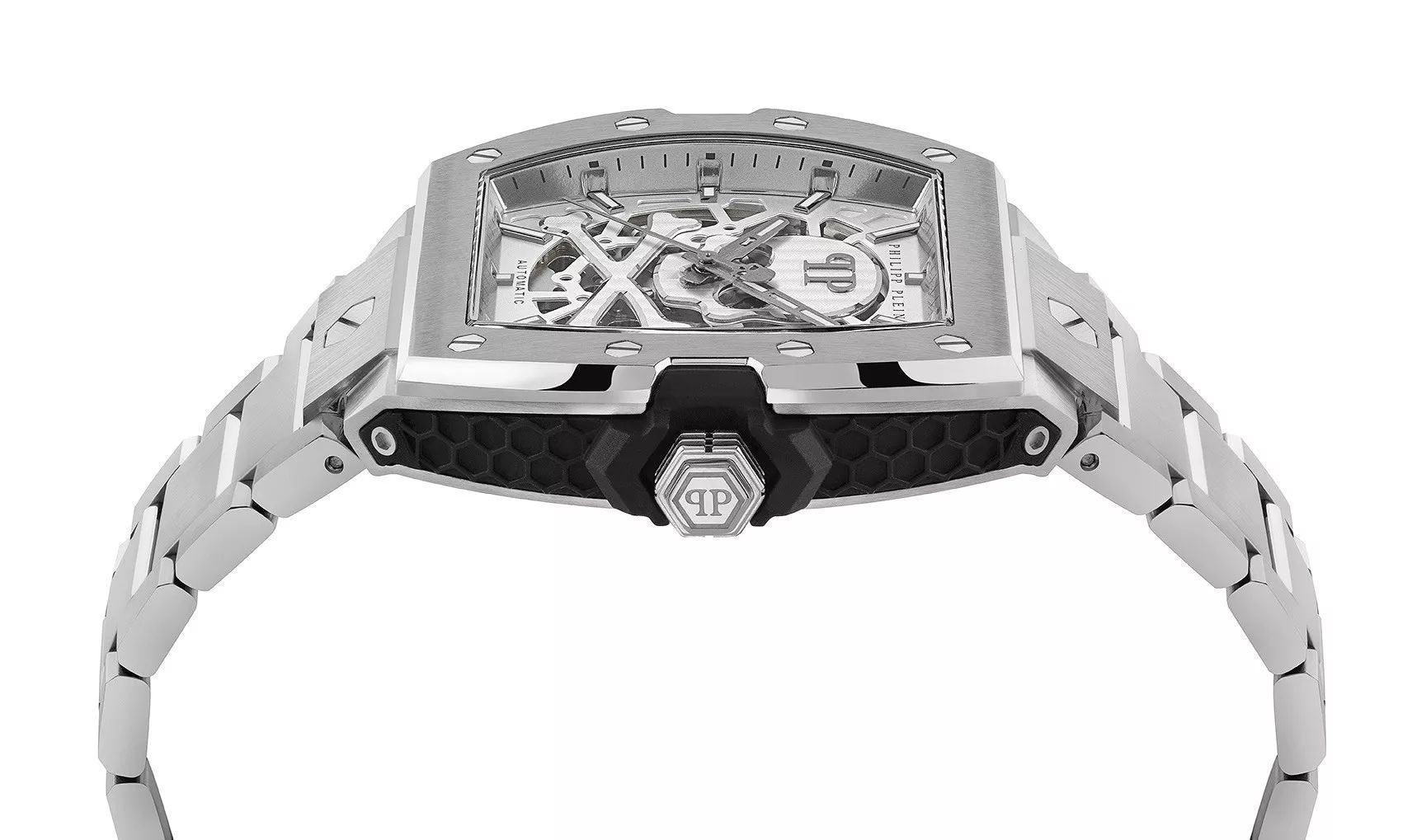 Philipp Plein Herren Automatikuhr The $keleton 2.0 PWJFA0425 Edelstahl Silber 44 mm