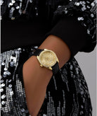 Guess Analoguhr Damen Black Gold Tone Analog Watch Gold/Schwarz GW0989L2