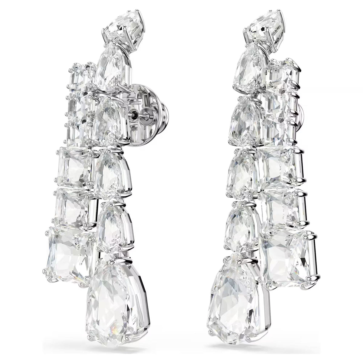 Swarovski Ohrringe Damen Matrix Drop Mixed cuts weiß rhodiniert 5692515