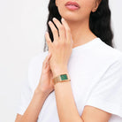 Daniel Wellington Analoguhr Damen Bound 9 Link Roségoldfarben Grün DW00100704