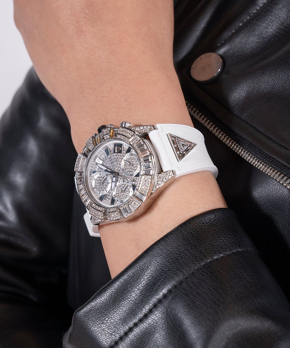 GUESS Damen Multifunktionsuhr 40th Anniversary Special Edition Weiß Silber GW0814L2