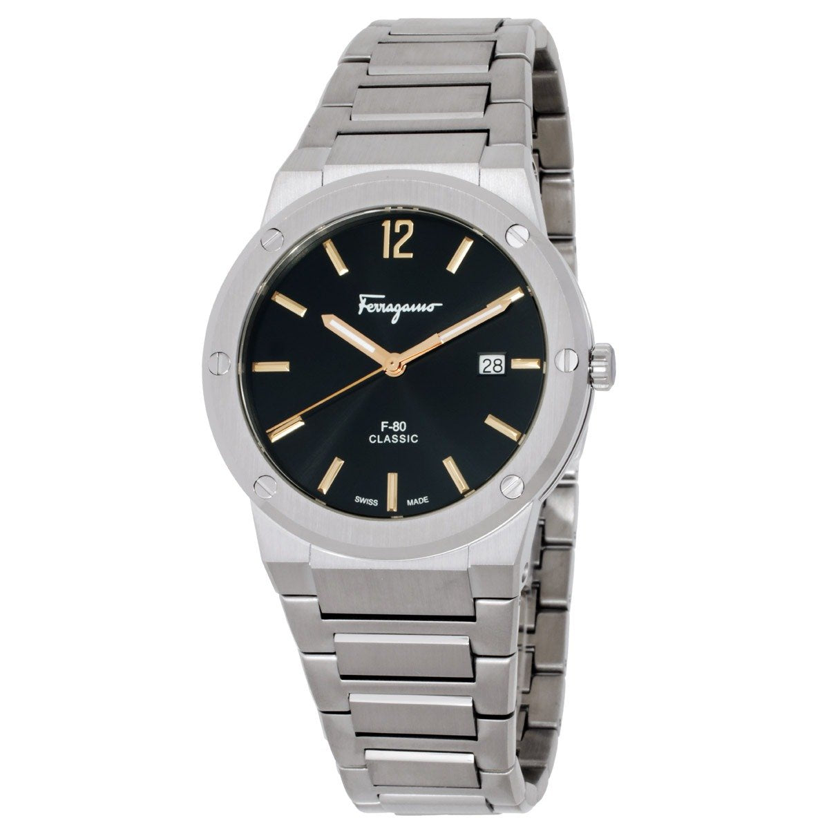 Salvatore Ferragamo Herrenuhr F 80 Classic Quarz Schwarz 41 mm SFDT02423