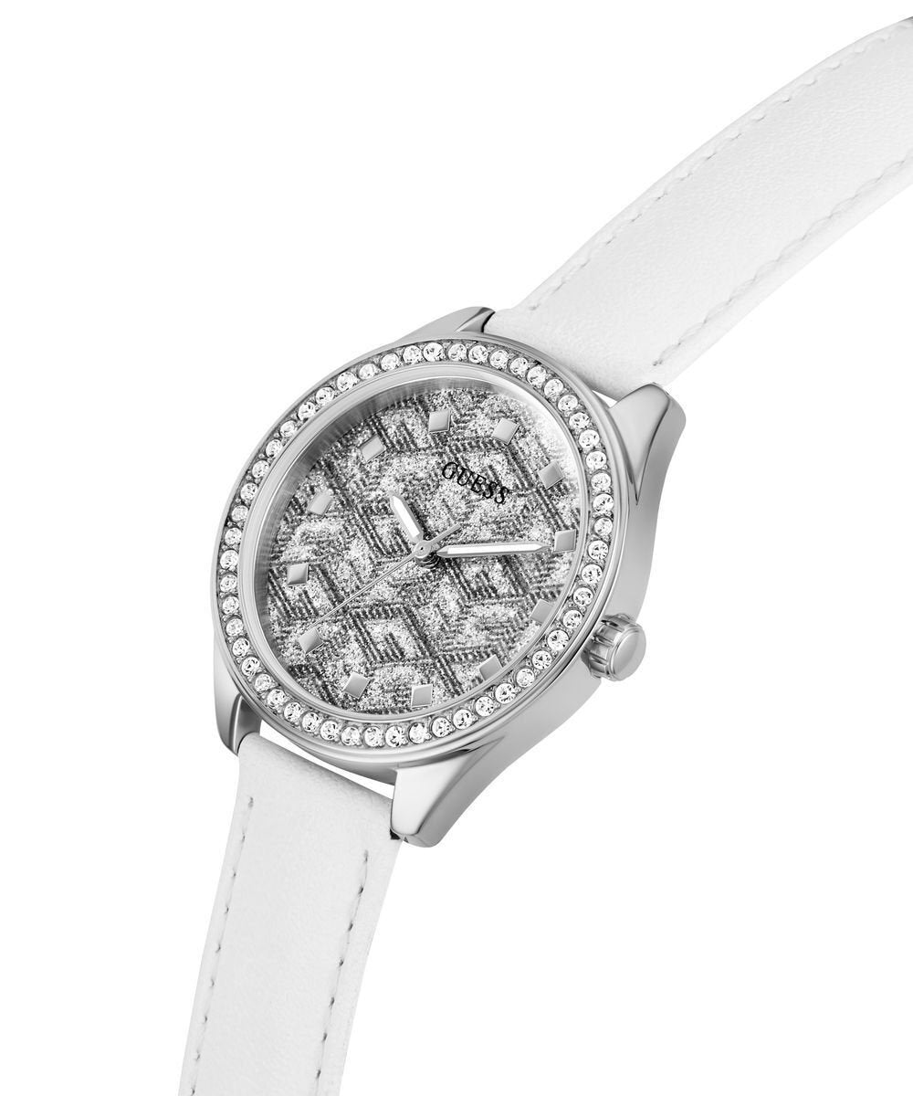 Guess Damen Armbanduhr G Gloss weiß, silber 36 mm GW0608L1
