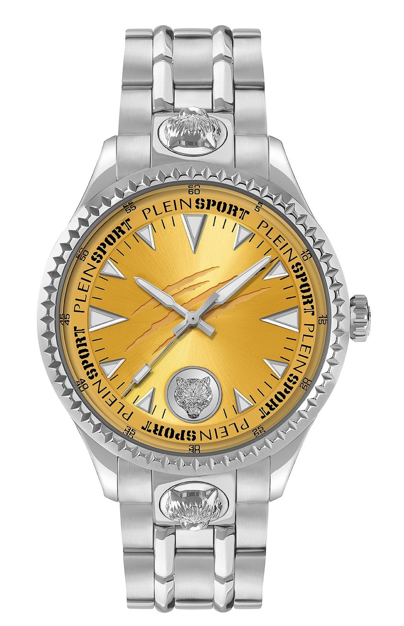 Plein Sport Herren Uhr LINEMAN PS5BA0824 Edelstahl Silber Gelb 45 mm