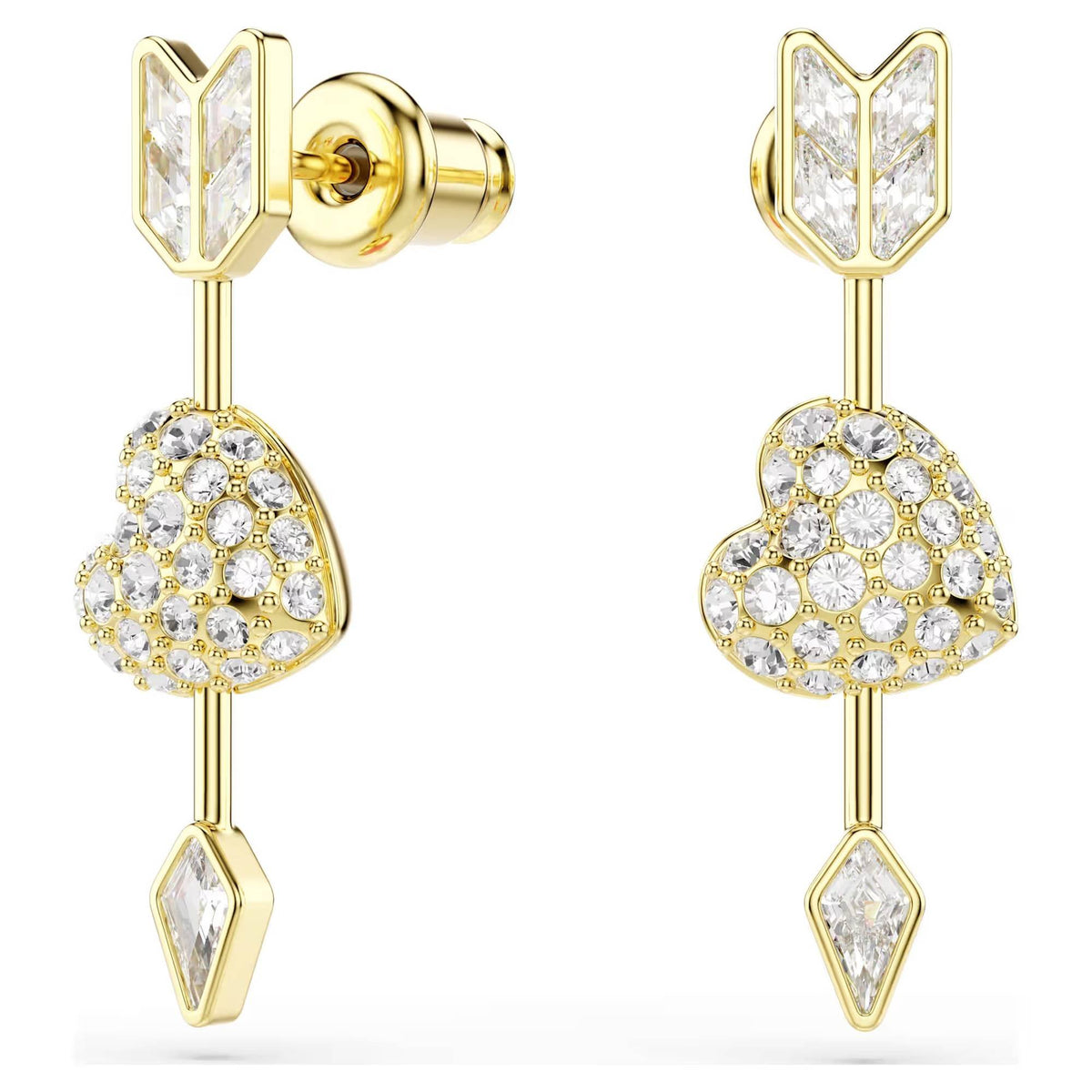 Swarovski Ohrhänger Damen Idyllia Herz mit Pfeil Weiß Goldlegierungsschicht 5737295