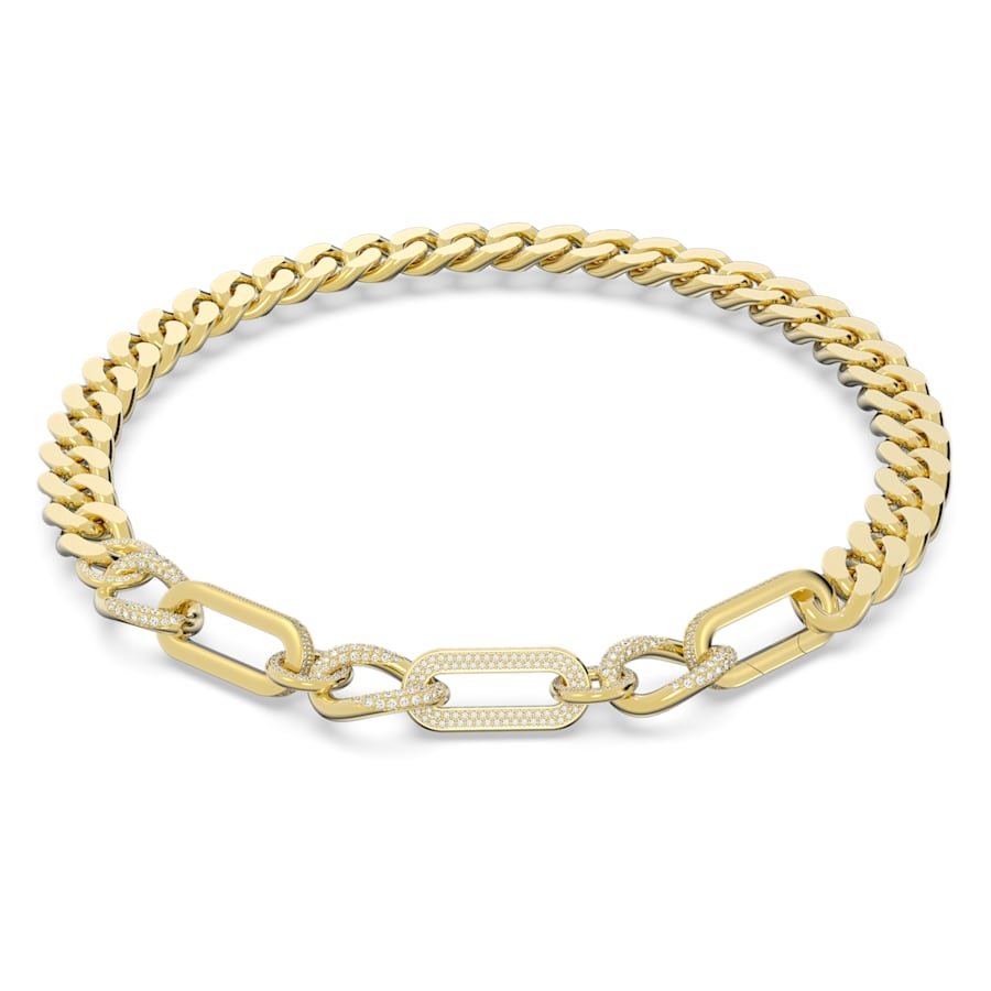 Swarovski Damen Halskette Dextera Statement, Gemischte Glieder, Weiß, Goldlegierungsschicht 5639332 S