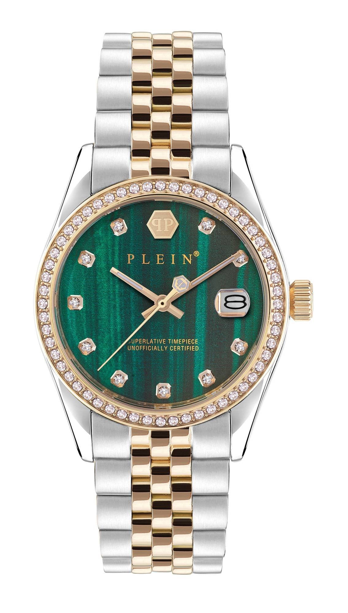 Philipp Plein Damenuhr Date Superlative Bicolor/grün
