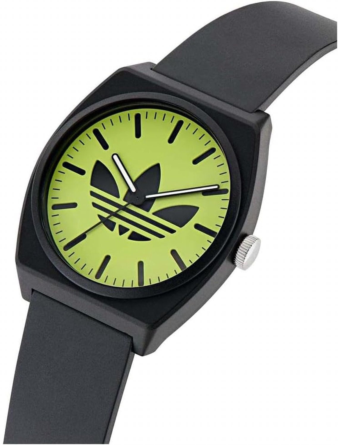 adidas Project Two Unisex Armbanduhr, Quarz Analog, Kunststoff, 38 mm, Kunststoffarmband, Schwarz, 5 bar, Zifferblattfarbe: Grün, AOST25549