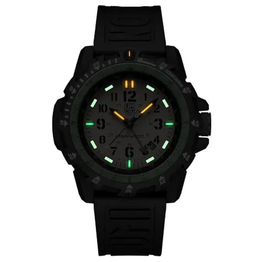 Luminox Herren Armbanduhr Commando Raider Dual Time Schwarz/Beige XL.3321