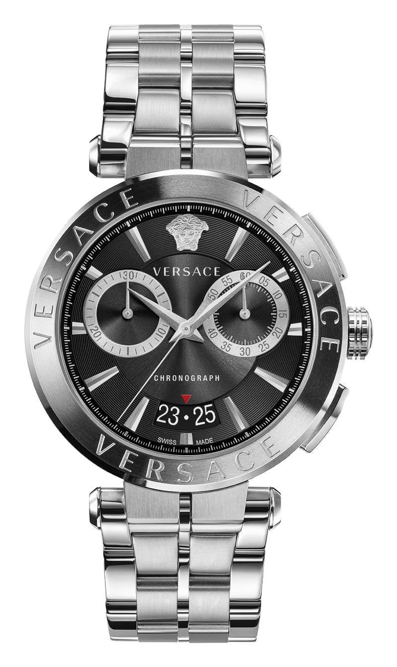 Versace Herren Chronograph Uhr Aion Schwarz Silber VE1D02623