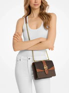 Michael Kors Umhängetasche Damen Greenwich Small Color Block Signature Logo Crossbody Braun Mehrfarbig 35S5GGRC1B