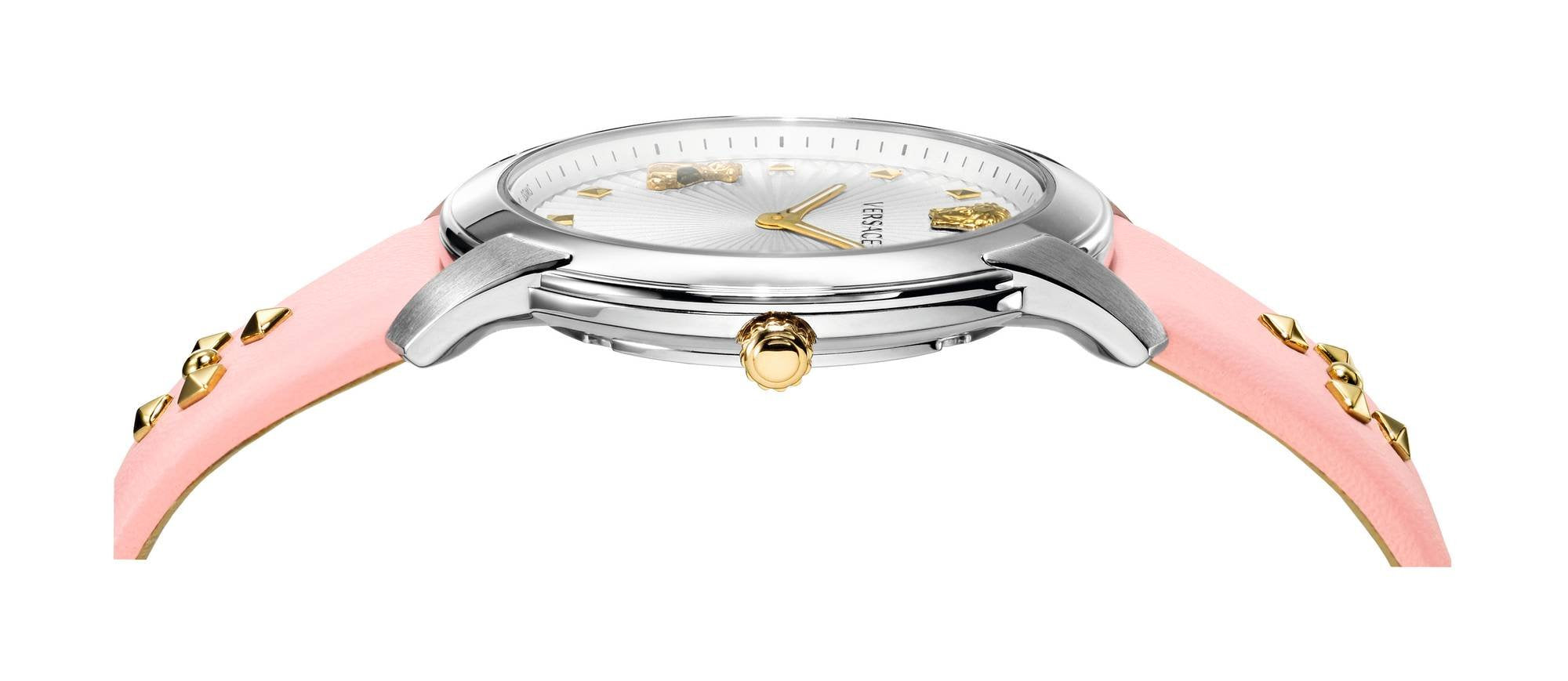 Versace Audrey V. Damenarmbanduhr Pink Leder Silber Stahl 38mm VELR00119