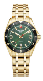 Swiss Alpine Military 7034.1118 Herrenarmbanduhr Sierra gold grün, Artikelnummer 7034.1118