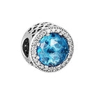 PANDORA Damen-Charm Himmelblauer Strahlenkranz der Herzen 925 Silber Kristall blau Brillantschliff - 791725NBS