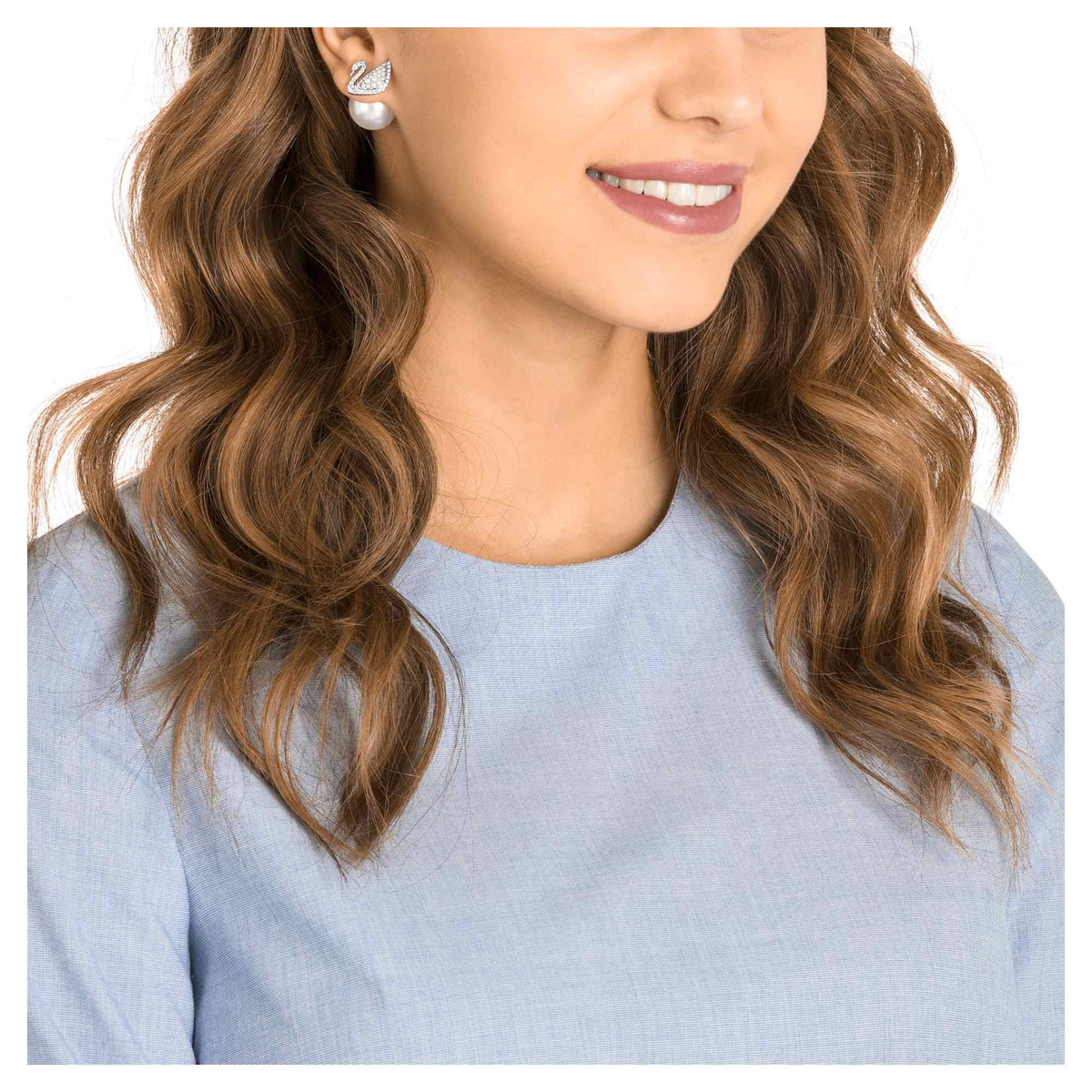 Swarovski Ohrringe Damen Iconic Swan Weiß Silberfarben 5416591