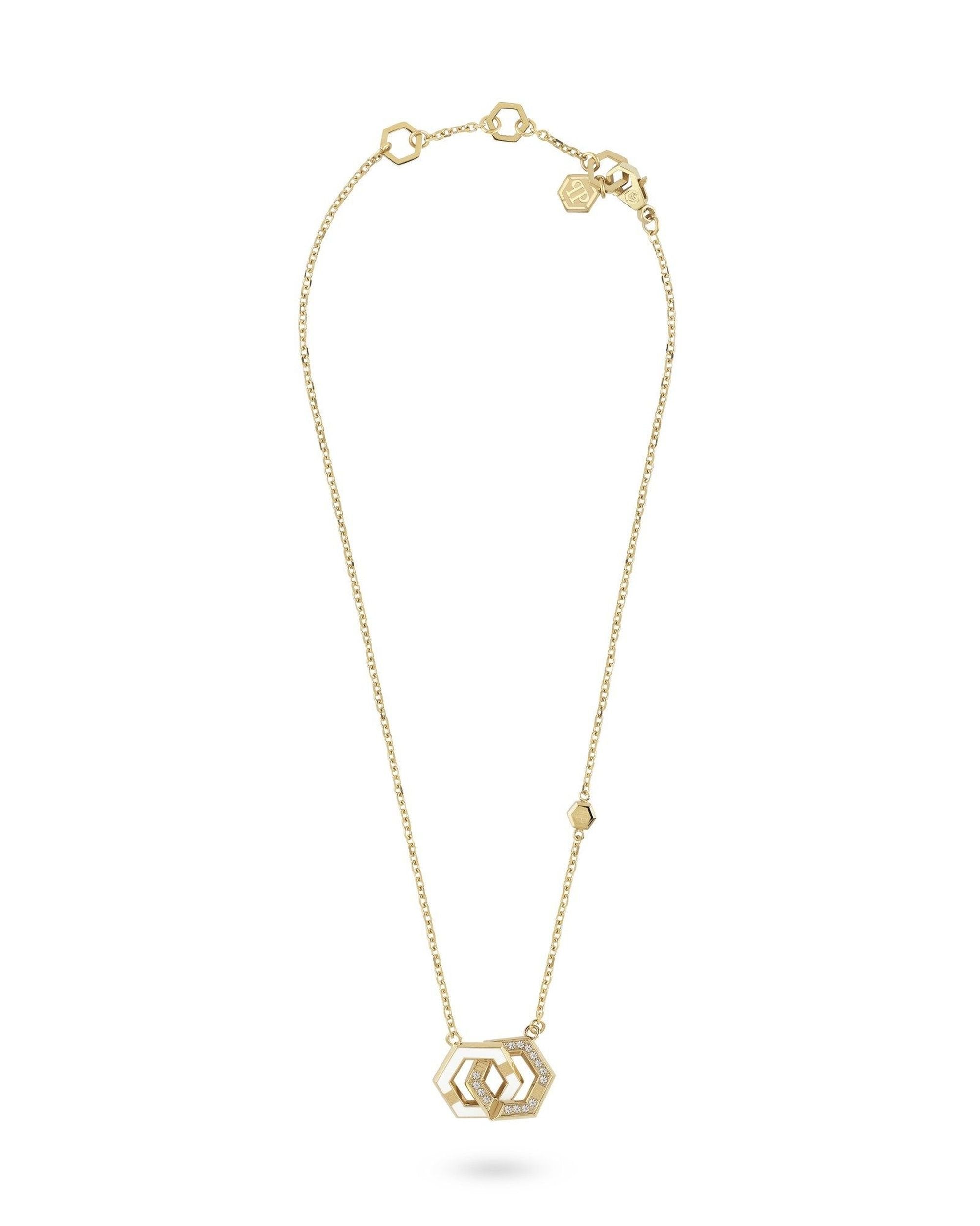 Philipp Plein Kette mit Anhänger Damen Hexagon Crystal Gold PJREA15NU