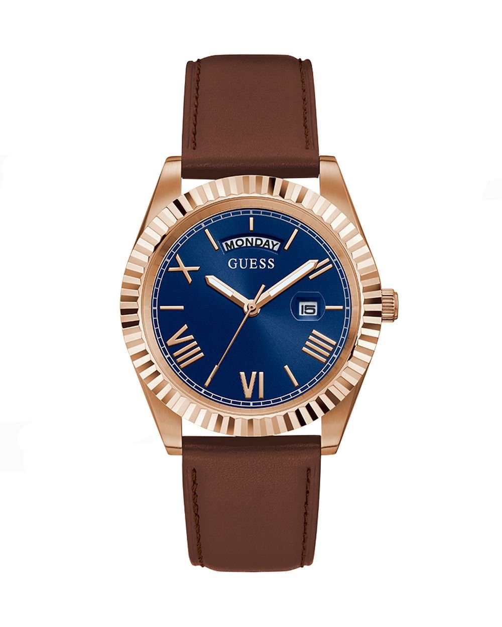 Guess Herren Armbanduhr Umweltfreundlich Connoisseur braun, rosegold 42 mm GW0353G2