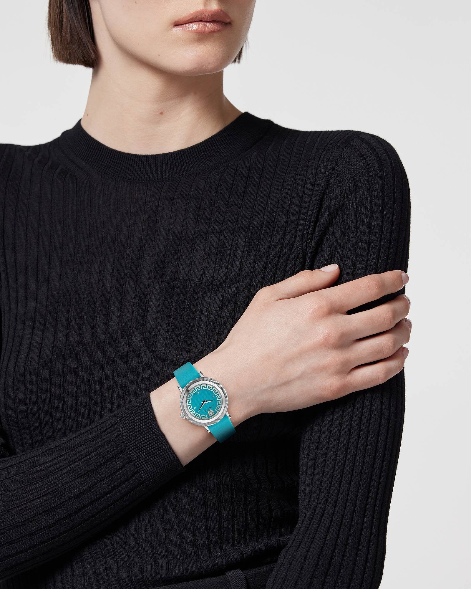 Versace Damen Armbanduhr Greca Flourish Blau VE7F00123