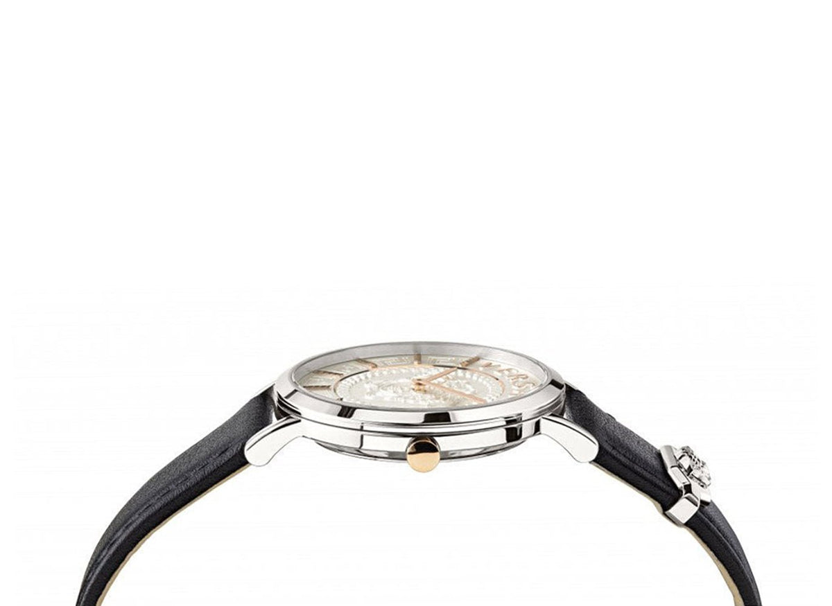 Versace Damen Armbanduhr V-Essential schwarz, silber 36 mm VEK400721