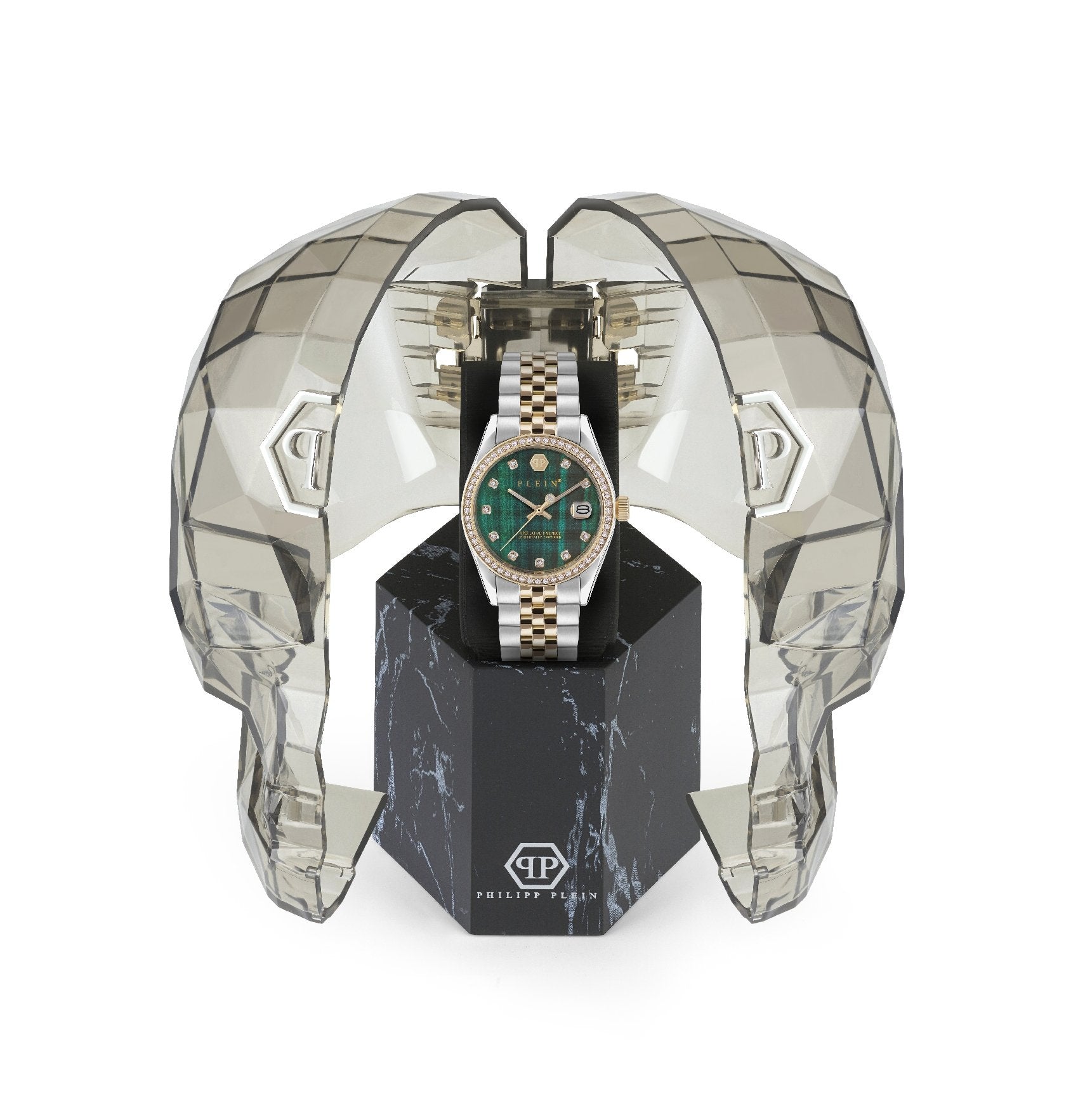Philipp Plein Damenuhr Date Superlative Bicolor/grün