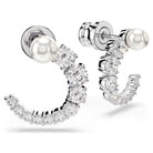 Swarovski Creolen Unisex Matrix Kristallperle Weiß Rhodiniert 5692260