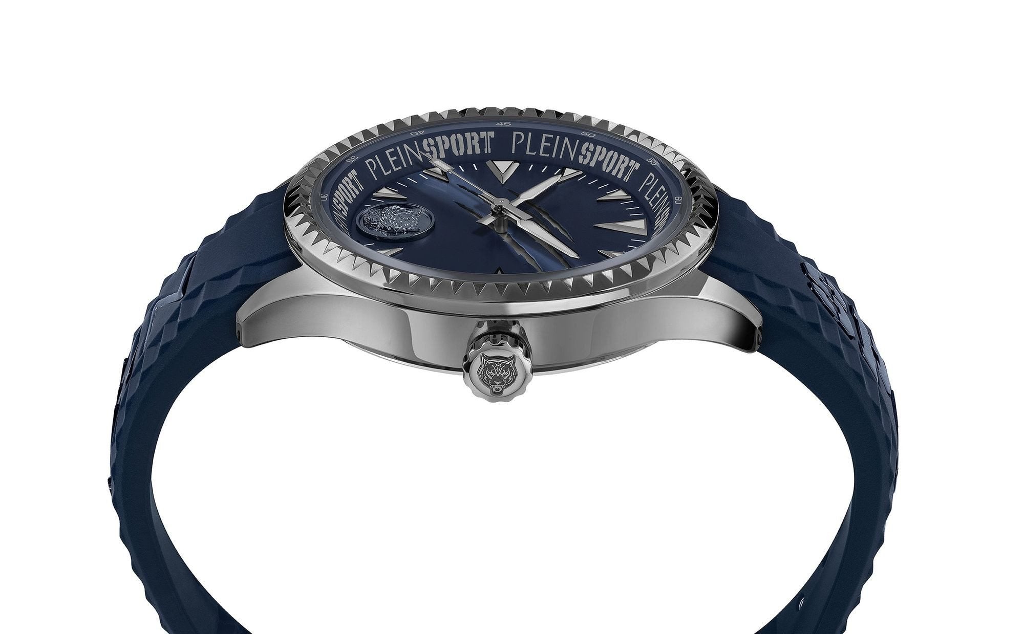 Plein Sport Herren Uhr LINEMAN PS5BA0524 Blau Silikon Edelstahl 45 mm