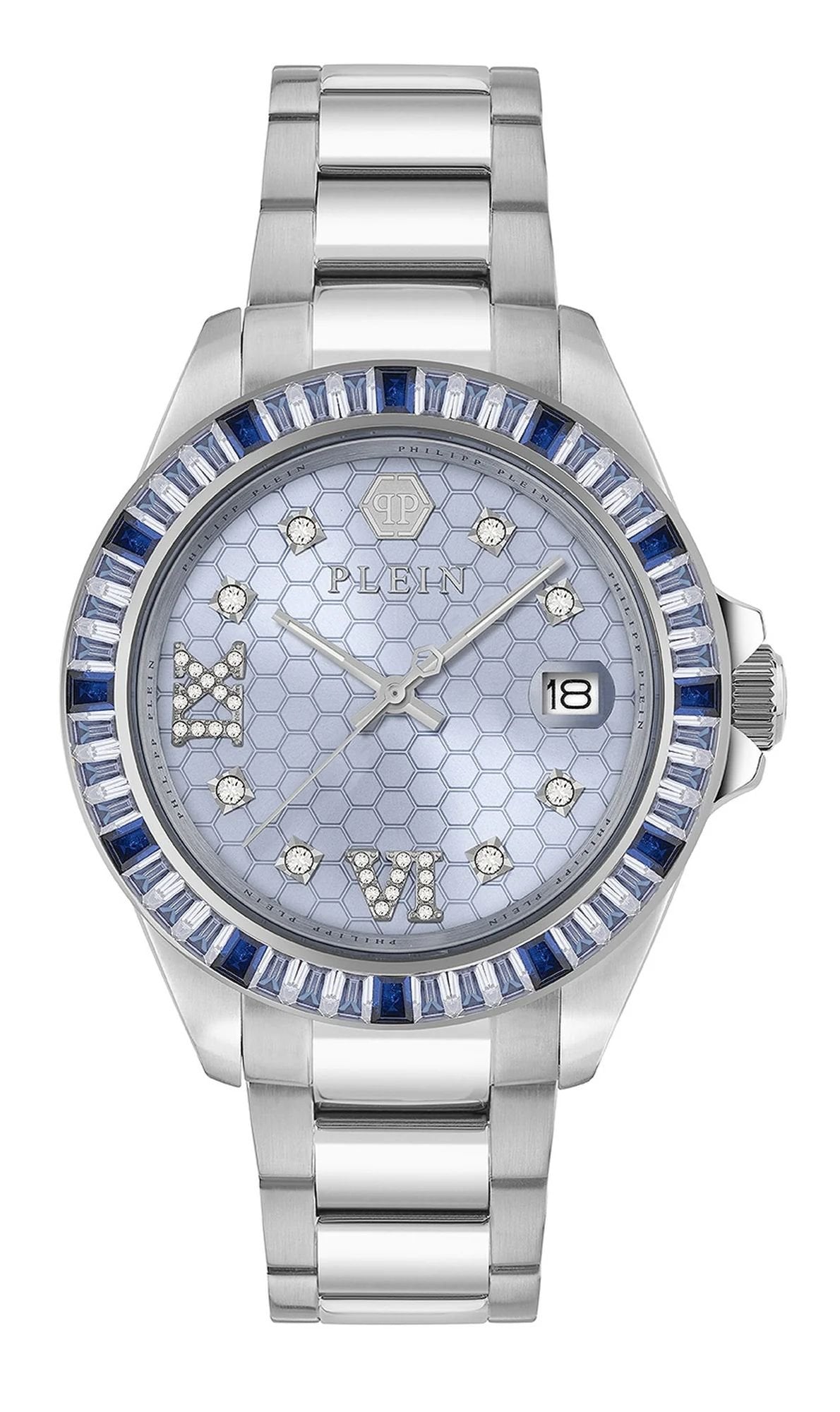 Philipp Plein Damenuhr Lady Empire PW2FA0125 Silber / Blau (Edelstahl)